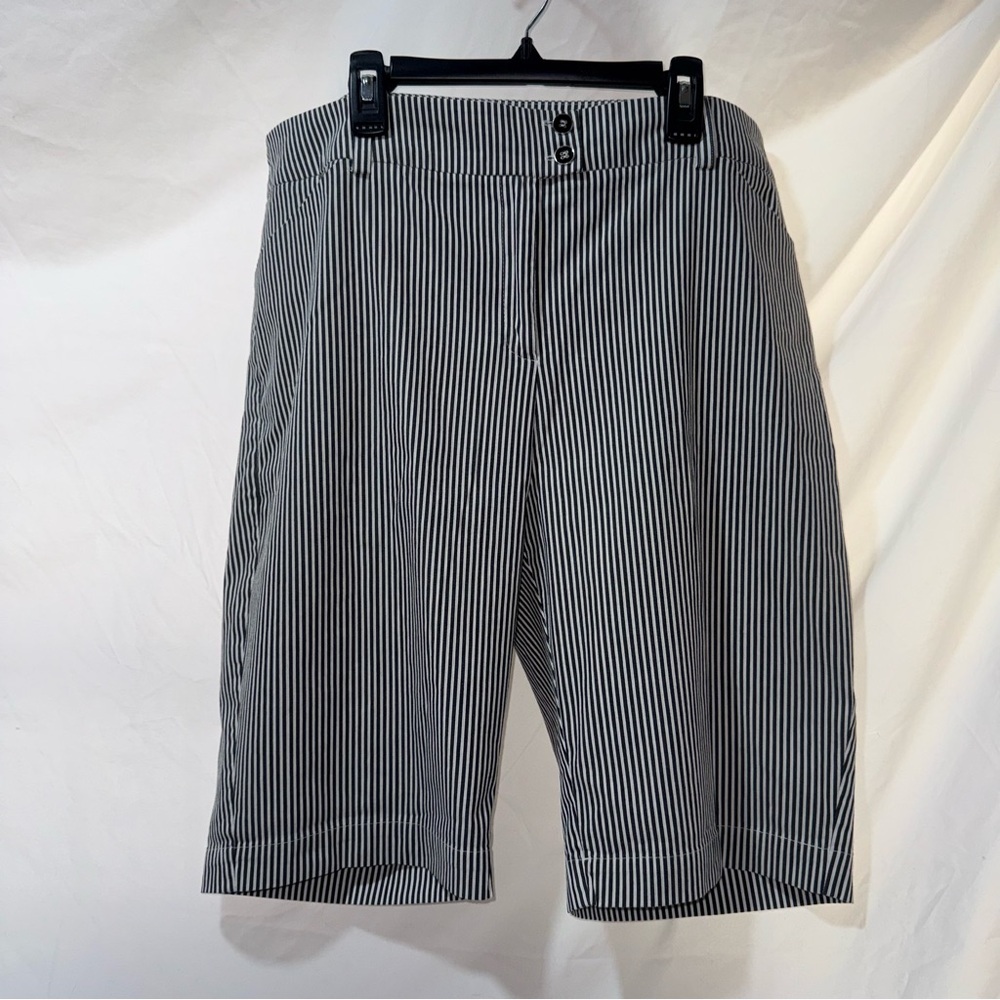 Island Republic Black & White Pinstripe Bermuda Shorts